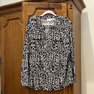 Belle by Kim Gravel Black and White Patterned Blouse